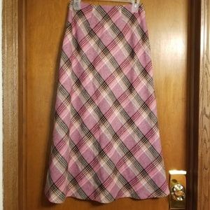 Vintage Pink and Grey Tartan Maxi Skirt 4 Petite